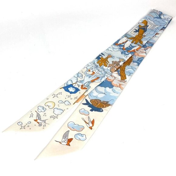 HERMES Twilly Twilly Twilly BandeauScarf Scarf silk blue/WhiteBased Unused - Picture 4 of 13